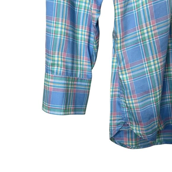 Southern Tide Mens Large Classic Fit Blue Plaid Button Down Shirt Long Sleeve - Picture 4 of 9